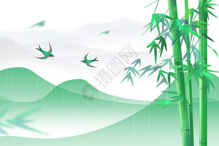 梅雨时节清新中国风清明节背景设计图片