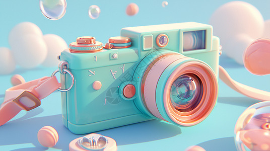 可爱照相机立体可爱的彩色照相机插画