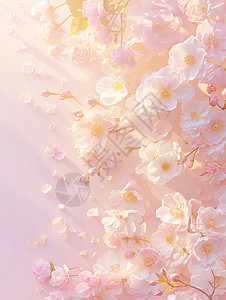 粉色梦幻唯美的卡通桃花背景背景图片