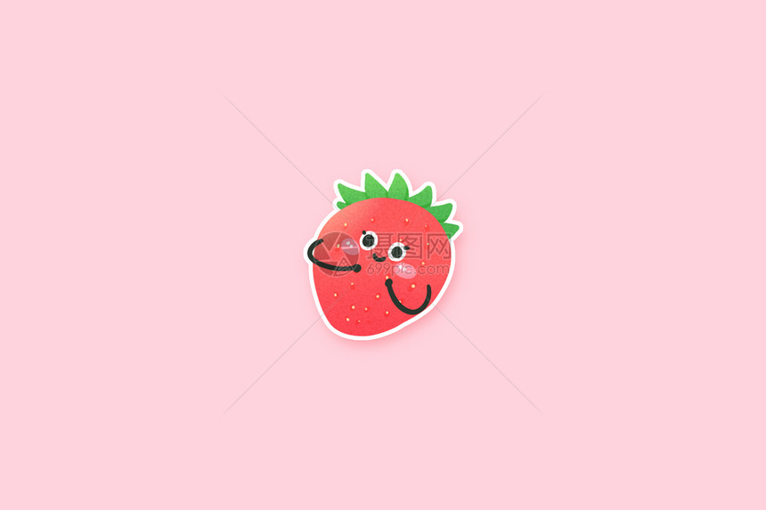 手绘可爱卡通肌理风多巴胺拟人表情水果草莓图片