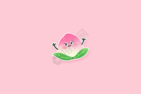 农家桃子手绘可爱卡通肌理风多巴胺拟人表情水果桃子插画