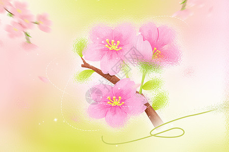 玻璃风樱花背景玻璃风春季赏花背景设计图片