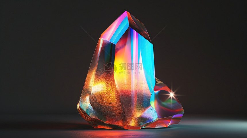 水晶晶体全息3D图片