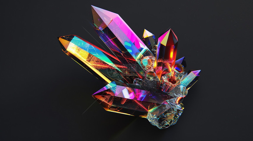 水晶晶体全息图片