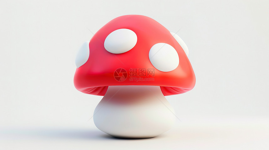 红色蘑菇3D图标图片