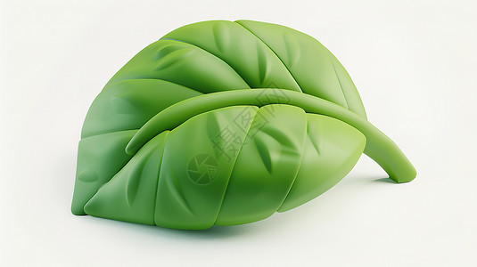 绿色3D树叶3D图标插画