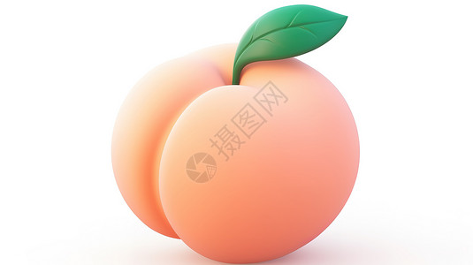 新鲜桃子水果桃子3D图标插画
