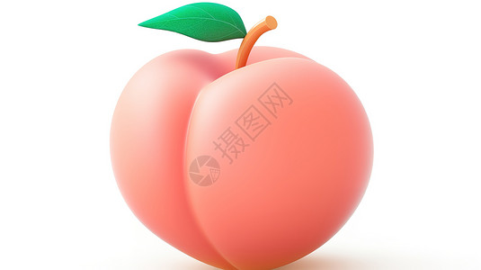 桃子背景可爱的桃子3D图标插画