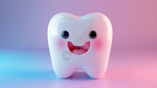 可爱牙齿3D图标背景图片