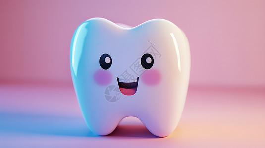 可爱的牙齿3D图标背景图片