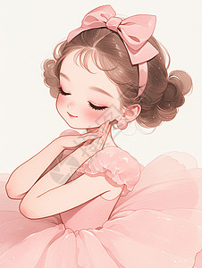 穿粉色裙可爱卡通小女孩背景图片