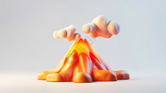 火山图标立体火山3D图标插画