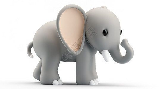 动物3d素材可爱的大象宝宝3D立体图标插画