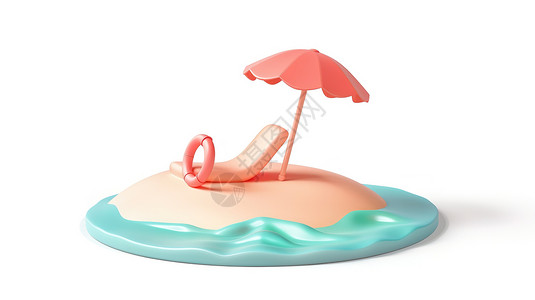 游戏图标合集夏天沙滩躺椅3D图标插画