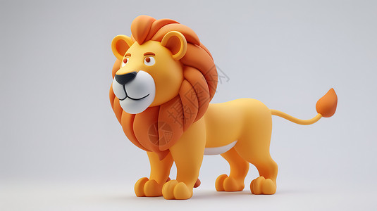 小狮子图标可爱的小狮子3D立体图标插画