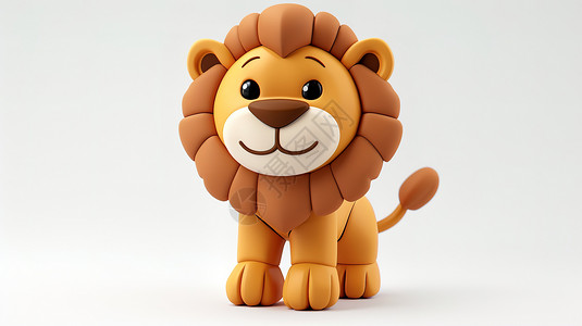 小狮子图标可爱的小狮子立体3D图标插画