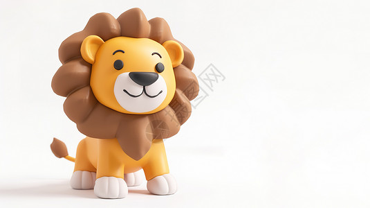 可爱的小狮子可爱立体小狮子3D图标插画