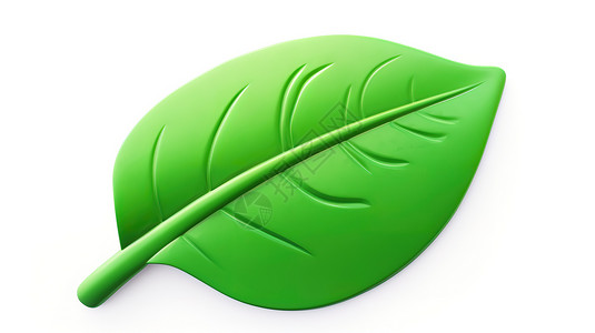 立体树叶绿色的树叶3D立体图标插画