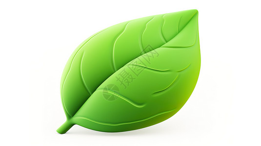 绿色立体树叶3D图标背景图片