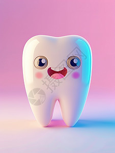 可爱的卡通牙齿3D图标高清图片