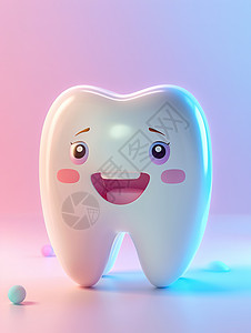 牙齿符号可爱的卡通牙齿3D立体图标插画