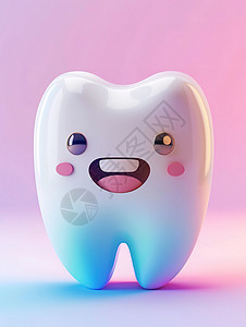 立体可爱的卡通牙齿3D图标背景图片