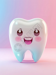 牙齿符号可爱立体卡通牙齿3D图标插画