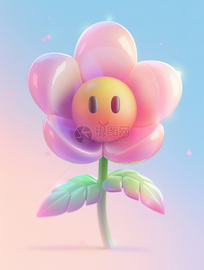 春天可爱的花朵3D图标图片