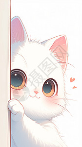门后可爱的卡通小猫背景图片
