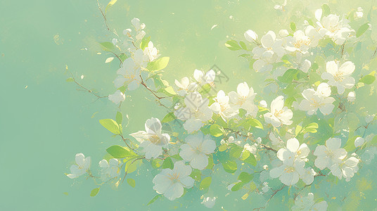 开着白色小花美丽的卡通树高清图片