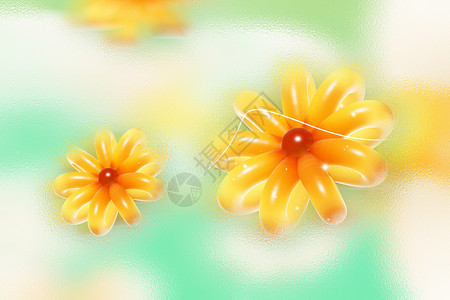 春季赏花3D立体玻璃风花朵背景设计图片