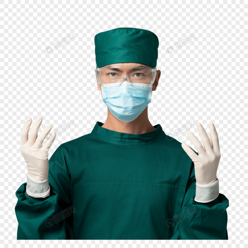 男性手术服医生戴手套图片