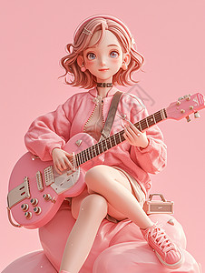 粉色调时尚漂亮的卡通女孩背景图片