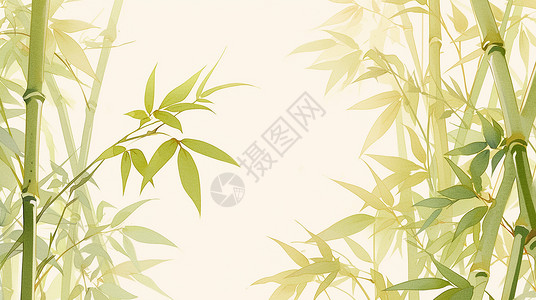 嫩绿色小清新竹林背景图片