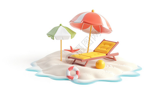 夏季沙滩卡通炎热的夏季沙滩元素插画