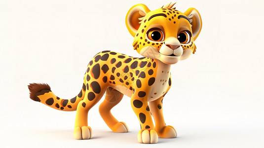 可爱小豹子3D立体图标插画