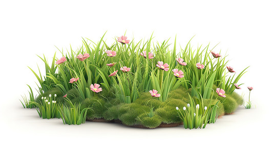 春天小草3D立体图标高清图片