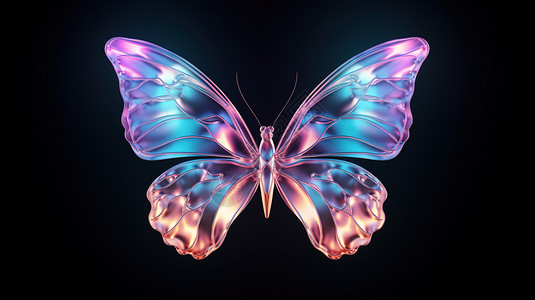 蝴蝶3d素材蝴蝶3D立体图标插画