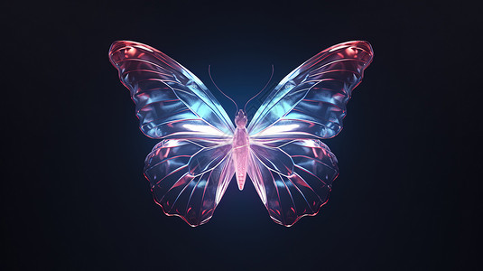 蝴蝶3d素材立体蝴蝶3D图标插画