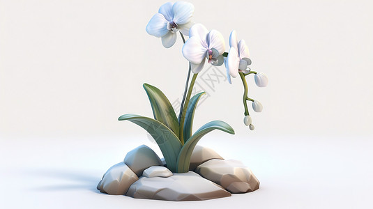 花卉3d立体兰花3D图标插画