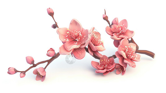 一枝花朵3D立体图标背景图片