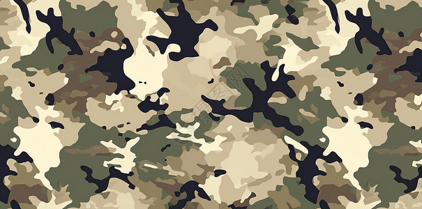 军训黑的素材绿色迷彩抽象卡通扁平风图案插画