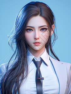 职员女美丽长发职业女青年插画