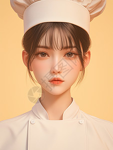 厨师头像戴着厨师帽子的女青年插画