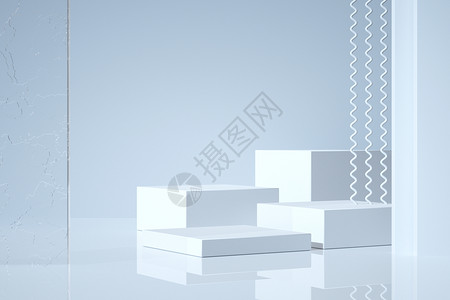 加冰块纯色方块块展台设计图片