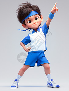 穿着蓝色运动套装做运动的运动男孩背景图片