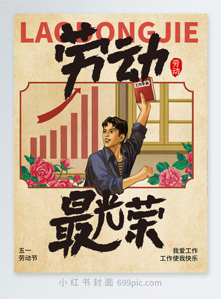 劳动妇女五一劳动节小红书封面模板