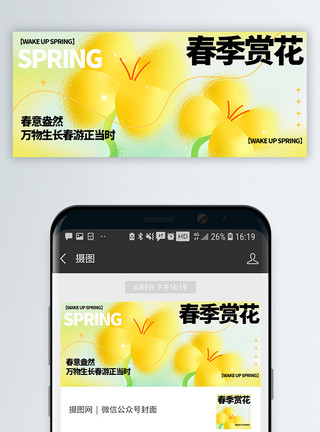 樱花免扣赏花进行时微信封面设计模板