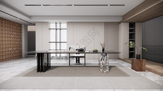 铝合金百叶窗现代简约茶室设计图片