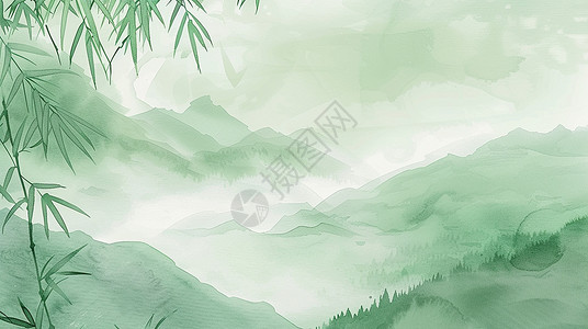 清明节传统唯美绿色插画高清图片